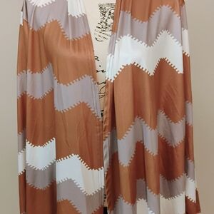 Brown and Gray Chevron Patterned Shawl